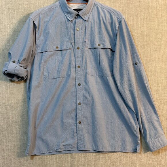 Orvis Vented Fishing Shirt Mens Large 4A38 Roll Up Sleeves Blue Outdoor Hiking - Picture 15 of 15